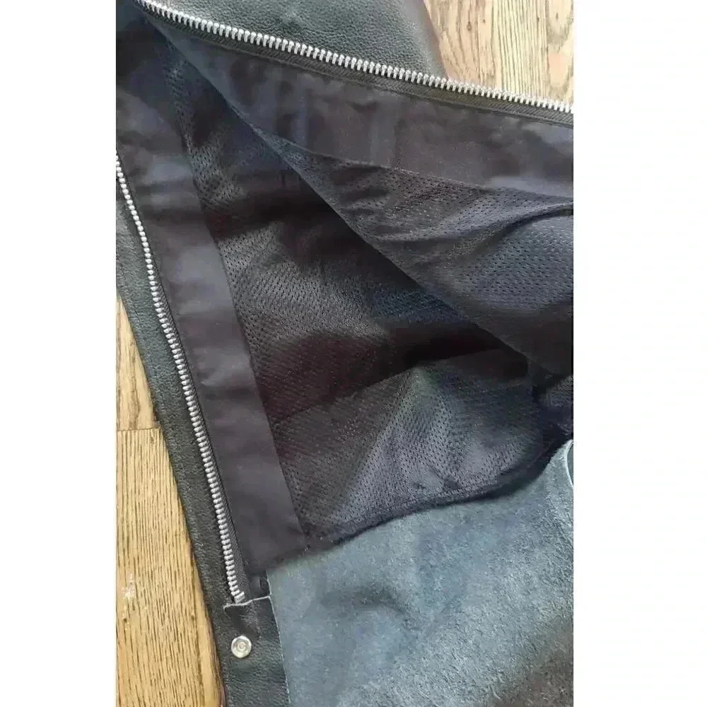 Jafrum genuine leather‎ biker moto full riding chaps size large zip and snaps - Picture 3 of 9